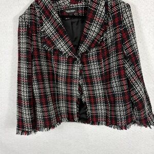 Sharon Anthony Stylish Red and Black Plaid Blazer